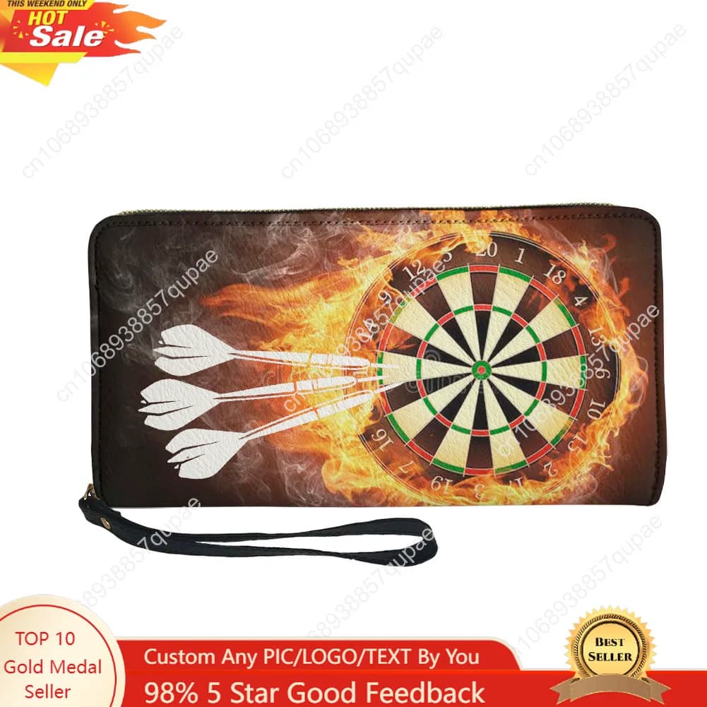 Love Gift Darts Player Custom Wallet Purse Mens Womens Teenagers Zipper Long Wallets Double Print Portable Wallet Gift Bag