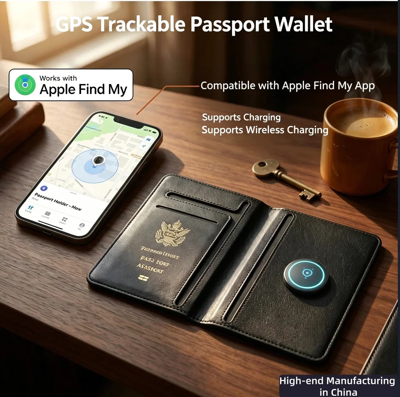 Positioning Device With Anti-theft Function Smart Passport Holder For Apple Find My Anti-Lost Device Global Positioning