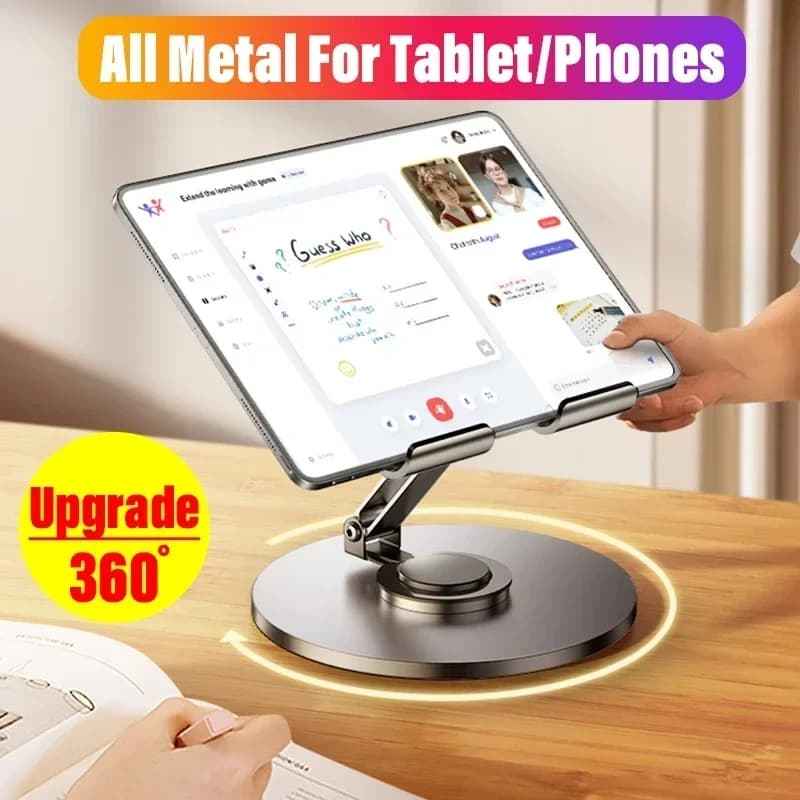 Supporto da tavolo per tablet 360 Supporto per telefono cellulare Supporto pieghevole per pigro Supporto da tavolo in lega di alluminio regolabile per iPhone iPad Samsung