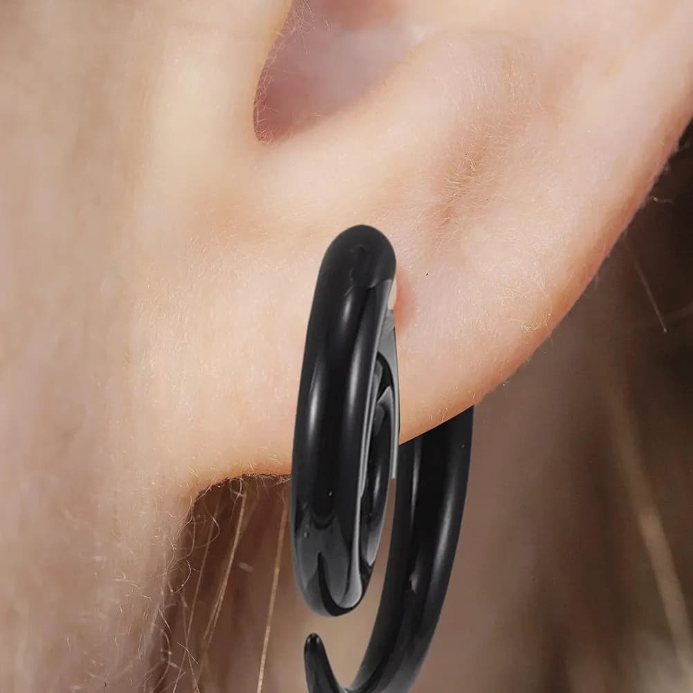 6 Paia di Orecchini a Spirale in Acciaio Inossidabile, Design Asimmetrico a Ala, Comodi da Indossare, Finti Piercing per Allargamento Orecchie