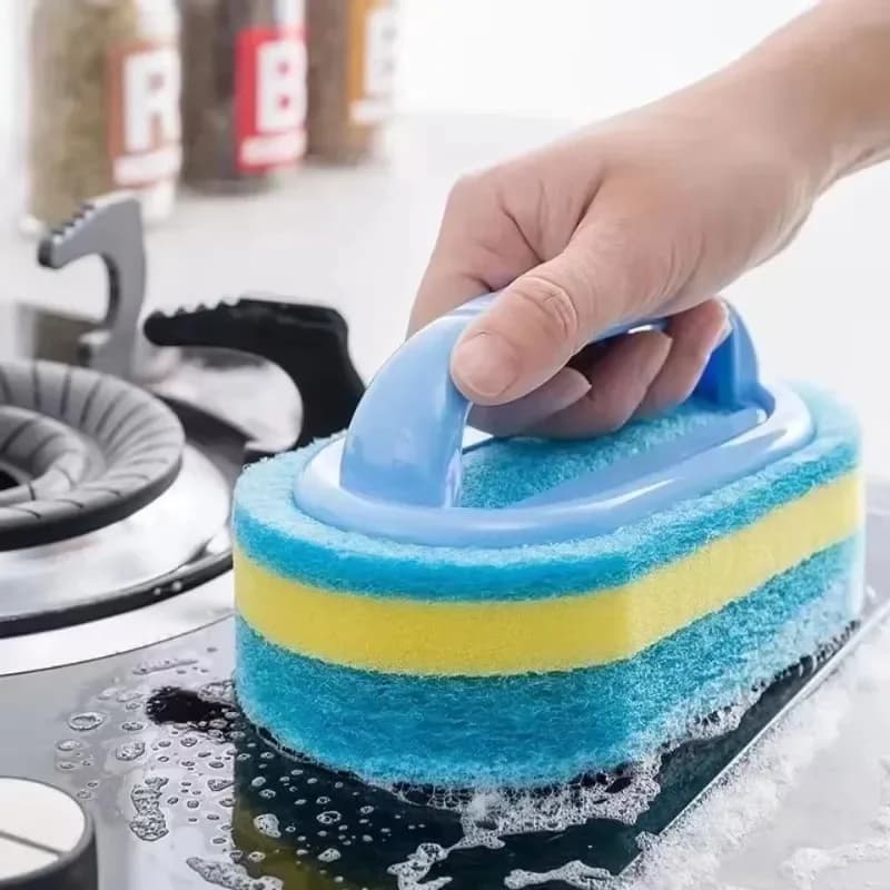 Spazzola per Pulizia Domestica con Manico e Spugna, Facile da Usare per Cucina, Bagno, Pareti, Finestre e Piastrelle in Ceramica
