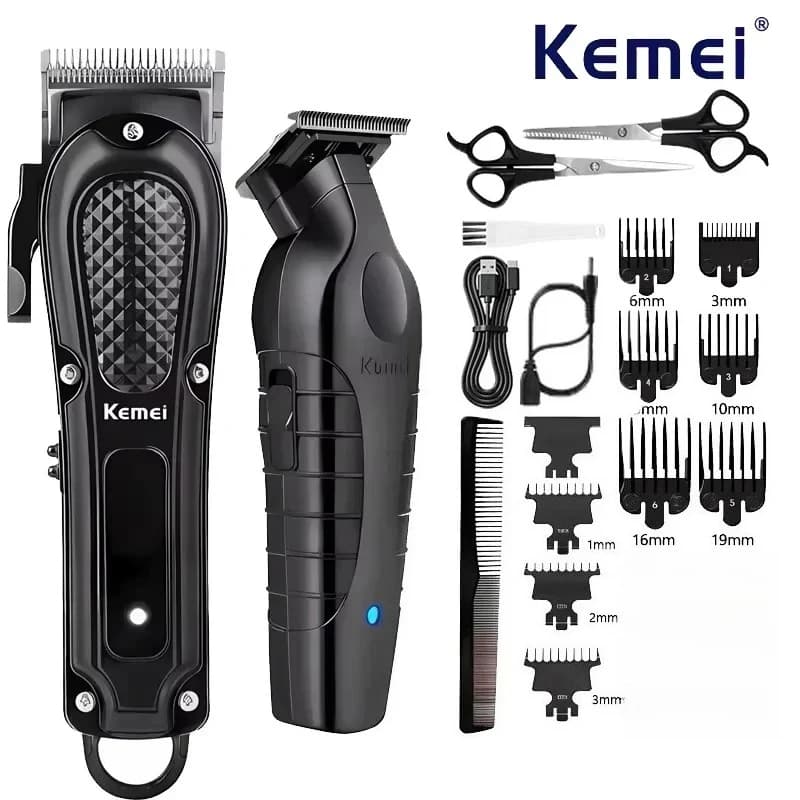 Kemei Tagliacapelli professionale per uomo KM-1071 KM-2299 Tagliacapelli a batteria Tagliacapelli da uomo Kit di bellezza per taglio di capelli elettrico
