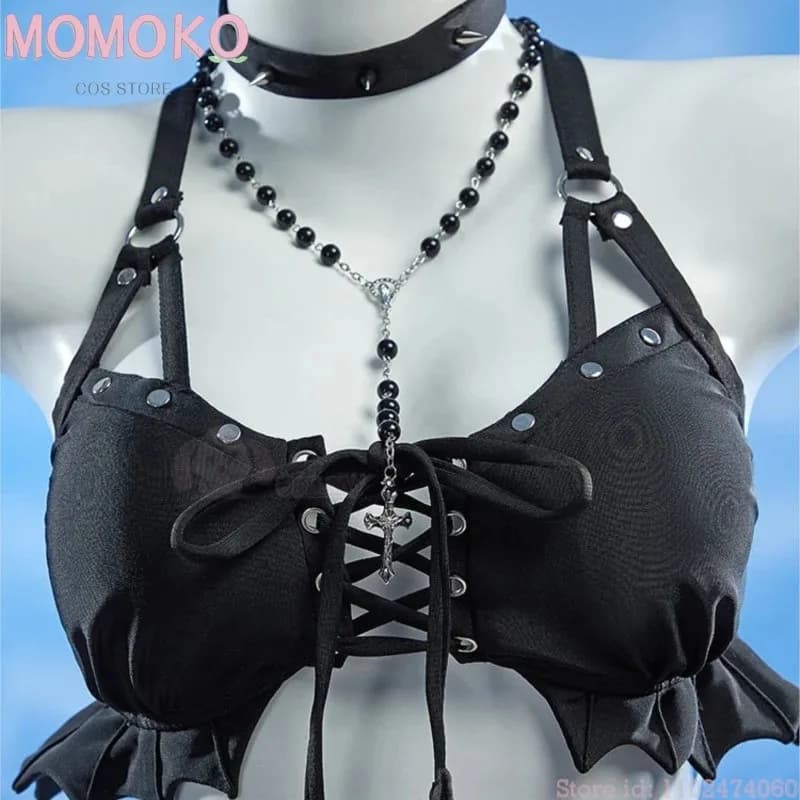 Miss Misa Halloween Gotico Nero Top Gonna Costumi da bagno Morte Nicchia Costume da bagno diviso Nota Costume cosplay e parrucca Demone DOujin Anime
