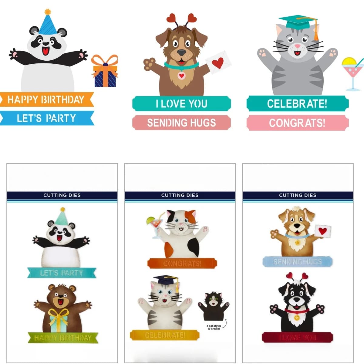 2026 Nuovo Compleanno Orso Congratulazioni Gatto Cane Metallo Fustelle per Scrapbook FAI DA TE In Rilievo Artigianato Carta Mestiere Modello Decorazione