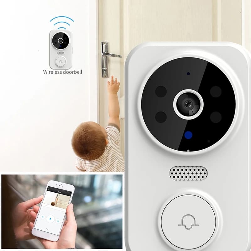 Set campanello video intelligente wireless Citofono vocale bidirezionale Allarme domestico App WiFi Campanello di monitoraggio remoto Bianco/Nero
