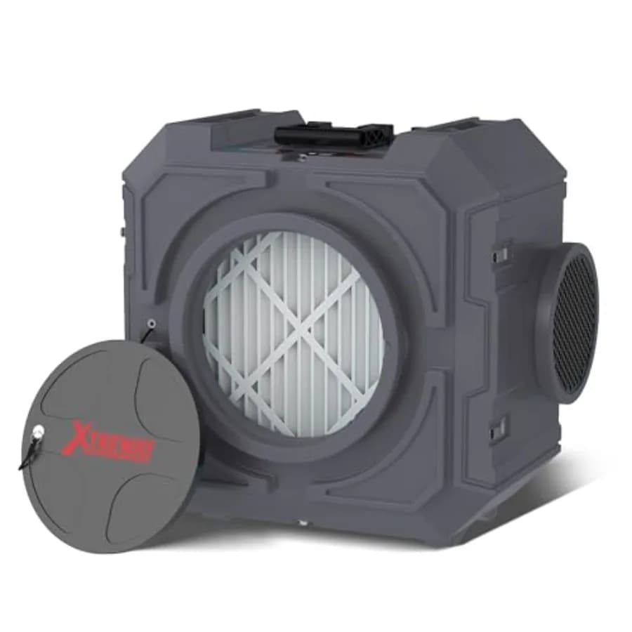 Purificatore d'aria commerciale per danni da acqua, edilizia, uso industriale e domestico; filtri HEPA/carbone attivo/MERV-10; bianco;