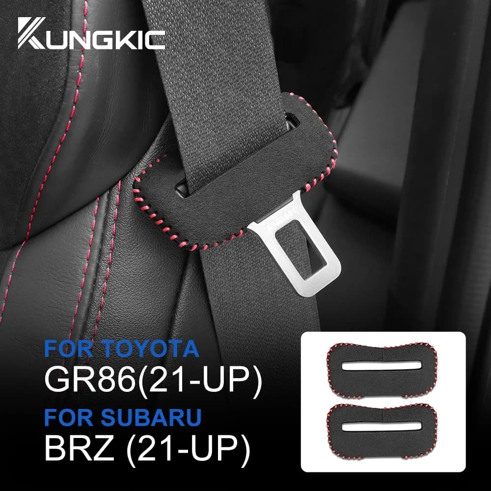 For Subaru BRZ Toyota GR86 2021 2022 2023 2024 Car Safety Belt Buckle Cover Accessories Suede Leather Clip Protector Buckle Accs