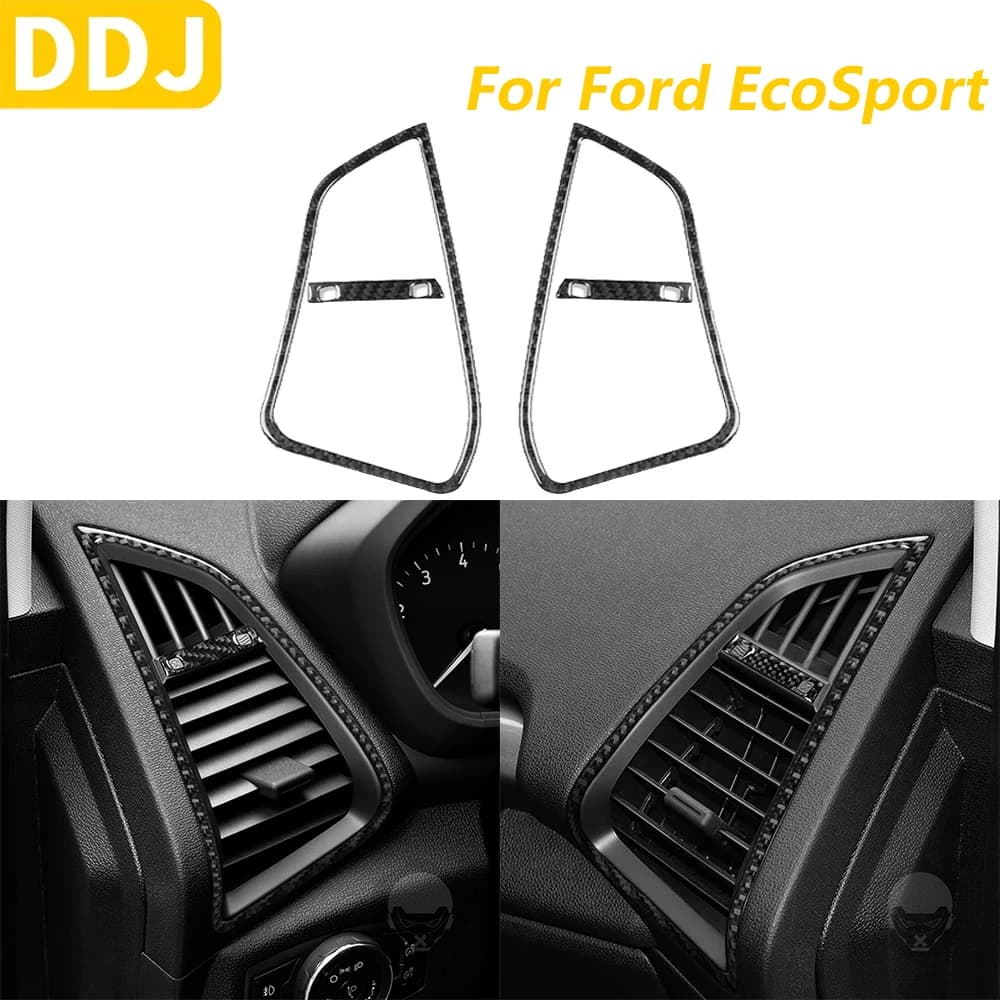 Per Ford EcoSport 2018-2025 In Fibra di Carbonio Entrambi Lati Cruscotto Uscita Aria Condizionata Vent Copertura Trim Set Accessori Auto Adesivo