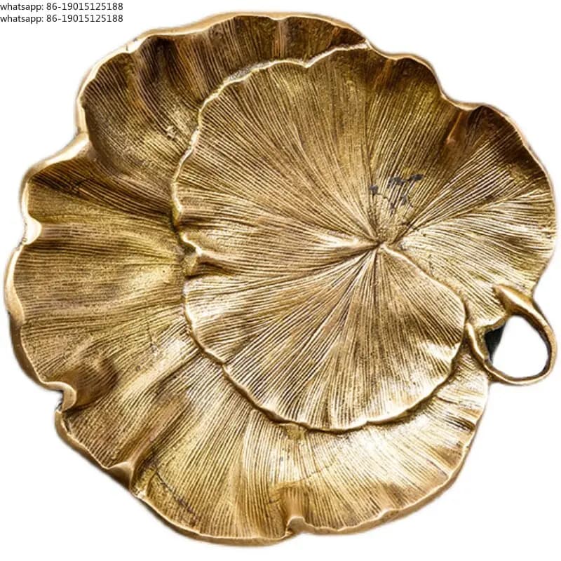 Retro European imported brass candy dried fruit tray entrance key jewelry storage plate villa ornament