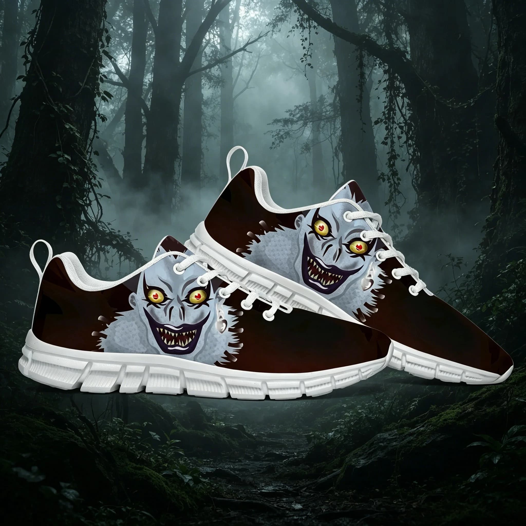Demon Ryuk Sneakers Unisex Slip-On, Mocassini Comodi, Scarpe Casual con Suola Morbida, Estetica Scura Streetwear