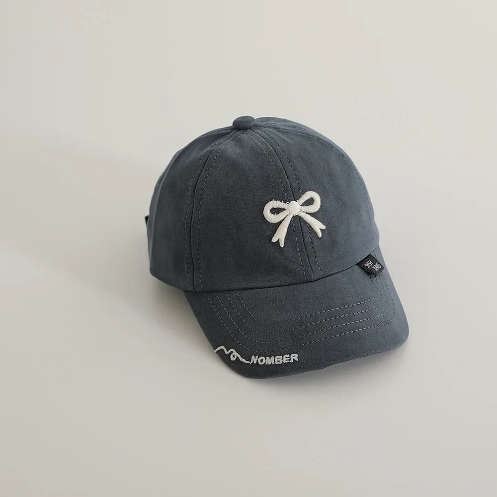Embroidered Bow Children Baseball Cap Breathable Sunscreen Baby Sun Hat Solid Color Versatile Children Duck Tongue Hat