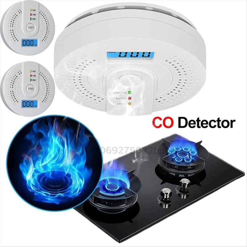 Independent CO Alarm Sensor Carbon Monoxide Alarm Detector High Sensitive Warning LED Display CO Alarm Battery Powered