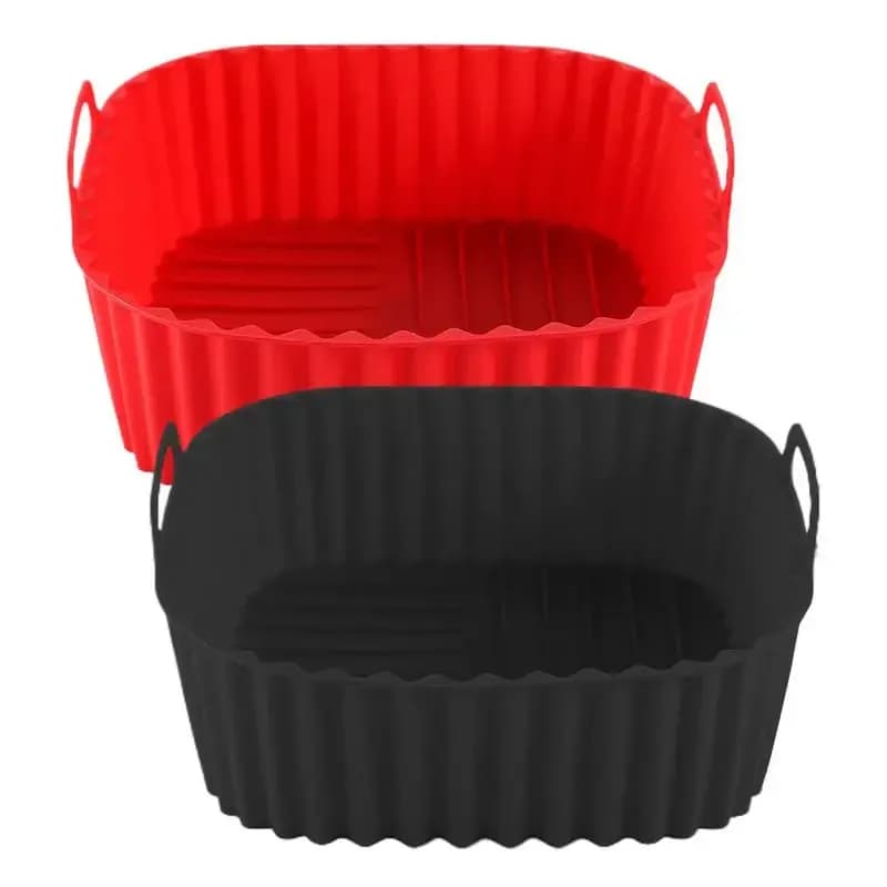 Rivestimenti in Silicone per Friggitrice ad Aria, Teglia Quadrata per Cestello Airfryer, Accessori da Cucina Riutilizzabili Antiaderenti per Pizza e Forno