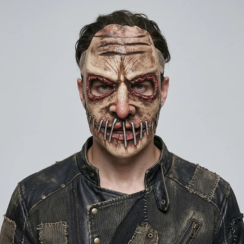 Le Cool New - horror mask with big mouth and spikes, half-face party costume ghost headgear for Halloween