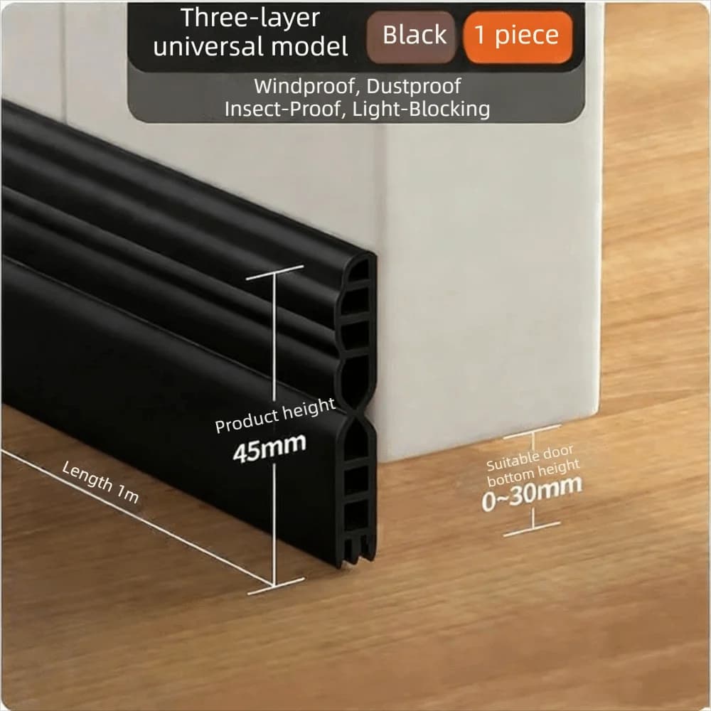 Striscia sigillante flessibile da 1M per sottoporta, antipolvere, isolante acustico, paraspifferi, protezione dagli agenti atmosferici