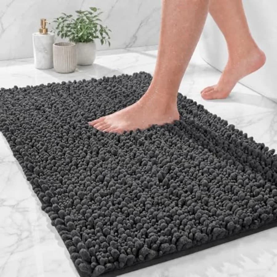 Bathroom Rugs 24x17, Extra Soft Absorbent Chenille Bath Rugs, Thick Non-Slip Shaggy Bath Mat, Machine Washable Quick Dry Bath M