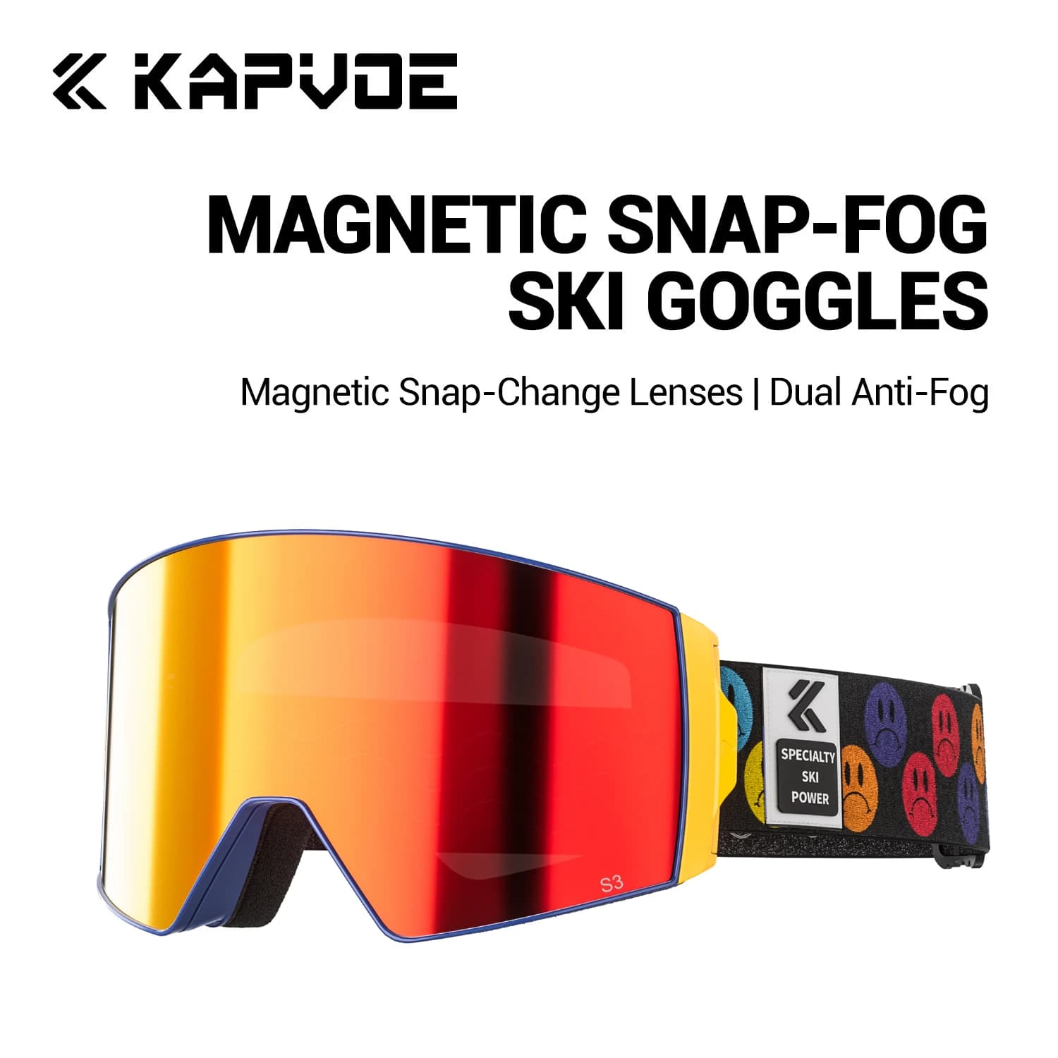 Kapvoe Outdoor Sports Ski Goggles Snowboarding Snow Sunglasses Mask Ski Anti-Fog UV400 Protection Snowmobile Glasses Men Women