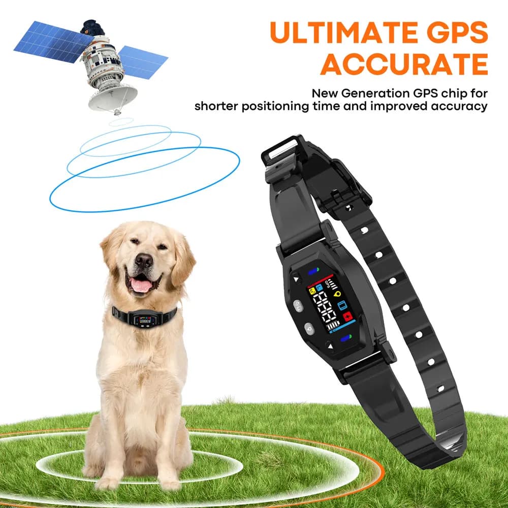 GPS Wireless Dog Collar Fence System Electric Fence For Dogs With 75-3000FT Range IPX7 Waterproof GPS Dog Fence Collar
