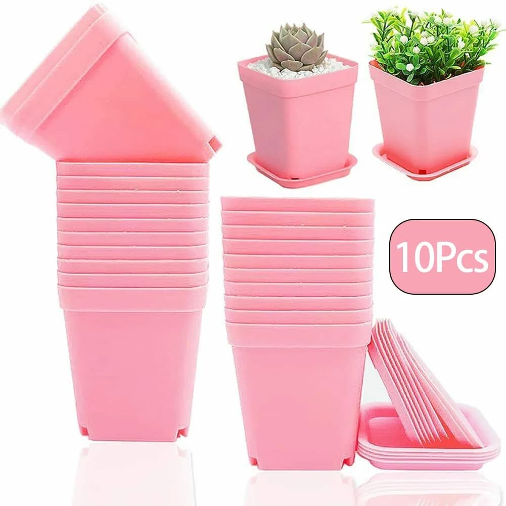 10PC colorful multi square nursery flower pot plastic nursery plant seed pot nursery box transplant flower tray for home garden