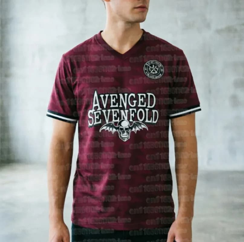 Avenged Sevenfold Football Tee V-neck Summer Short Sleeve T-shirt Jersey Streetwear Unisex Casual Print Merch Top FamilyMatching