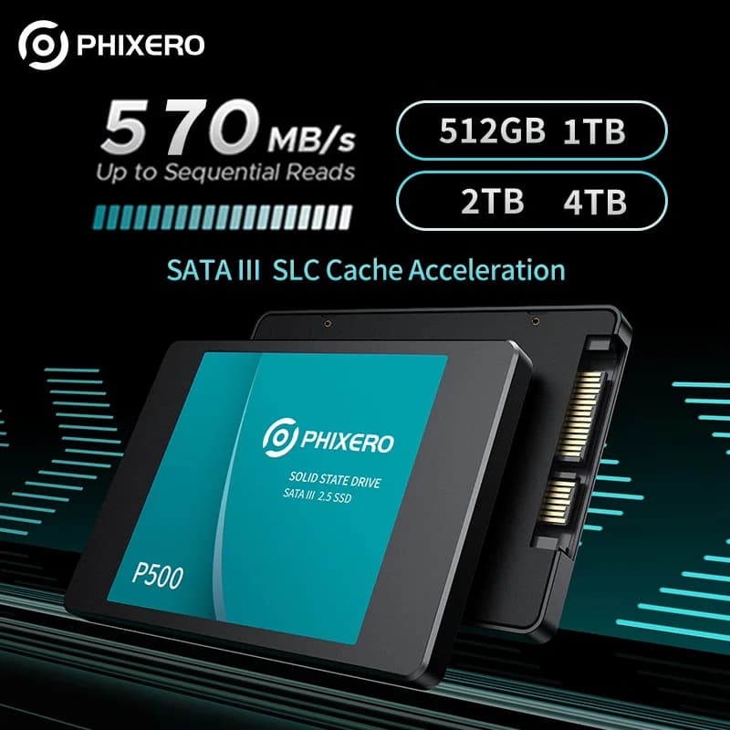 PHIXERO SSD HDD 2.5 Disco rigido SSD 1TB 2TB 512GB 128GB 256GB HD SATA 4TB Disco a stato solido Disco rigido interno per PC portatile