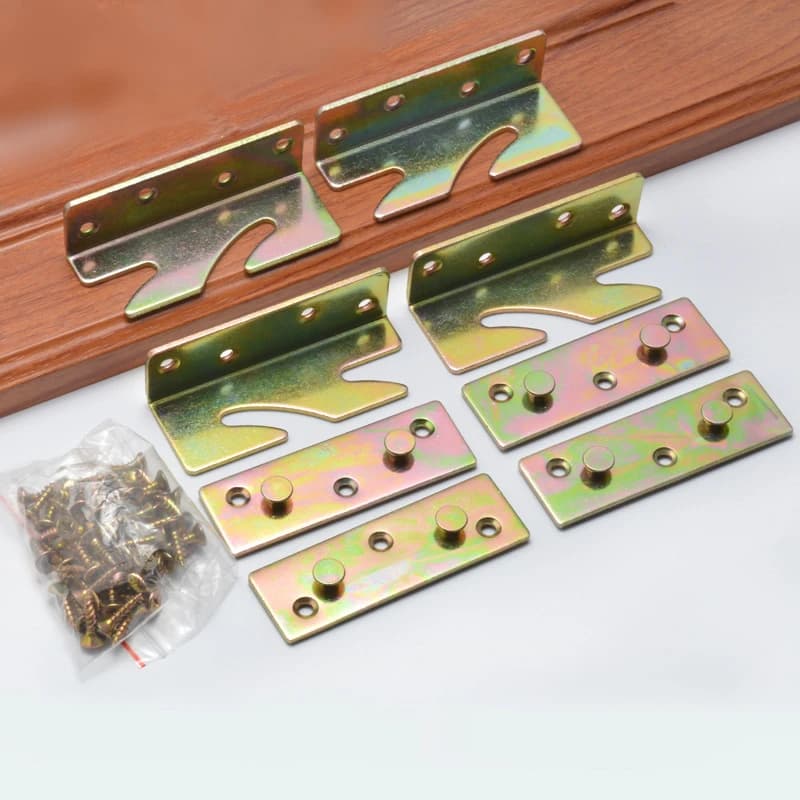 1 set (4 pieces) secured wooden board connector for bed fixed zipper for heavy metal cabinet for furniture accessories fixed angle hardware for bed