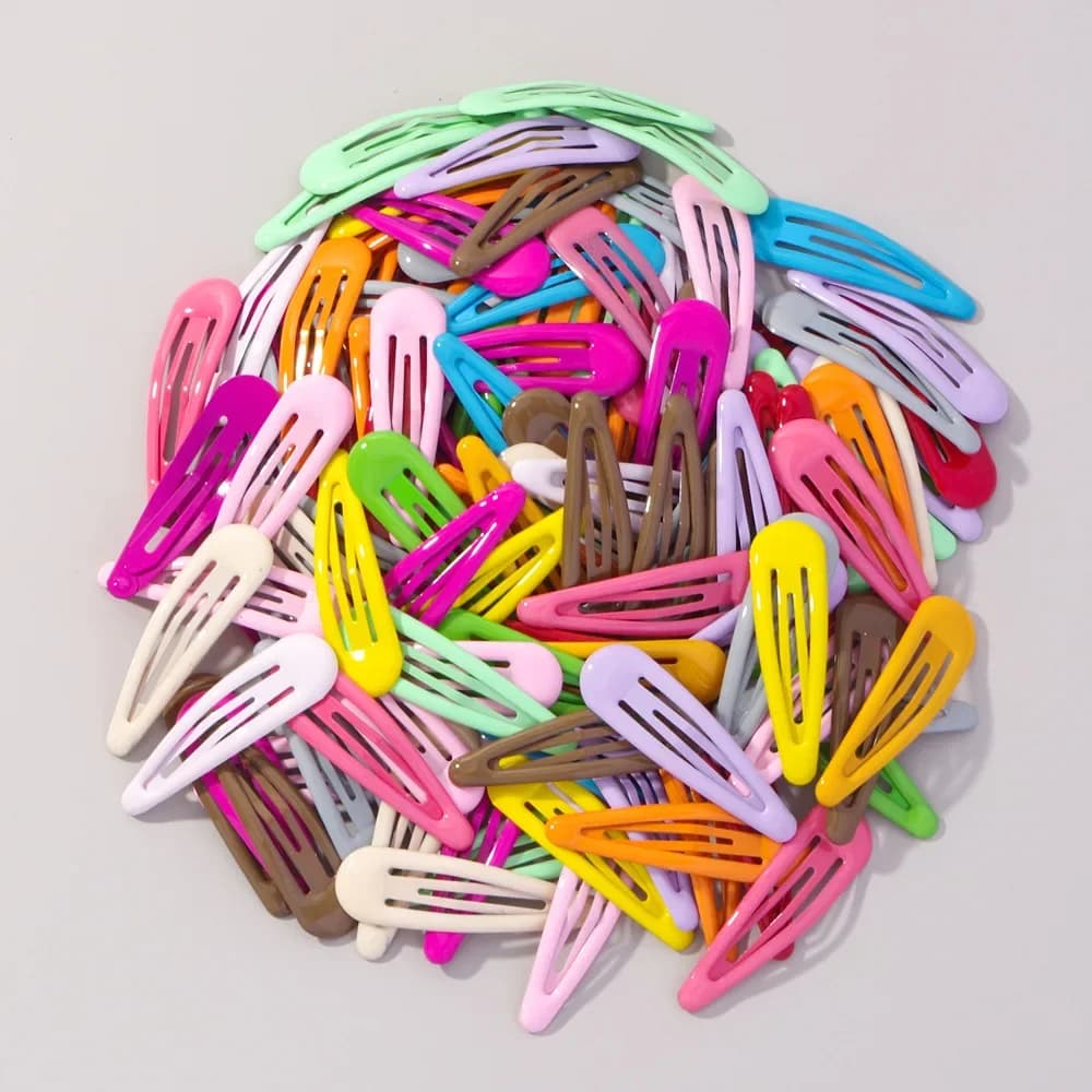 10Pcs Random Color 5cm Cute Teardrop Hair Clips for Women & Girls, Sweet Side Barrettes, Candy Color Fashion Hair Accessories