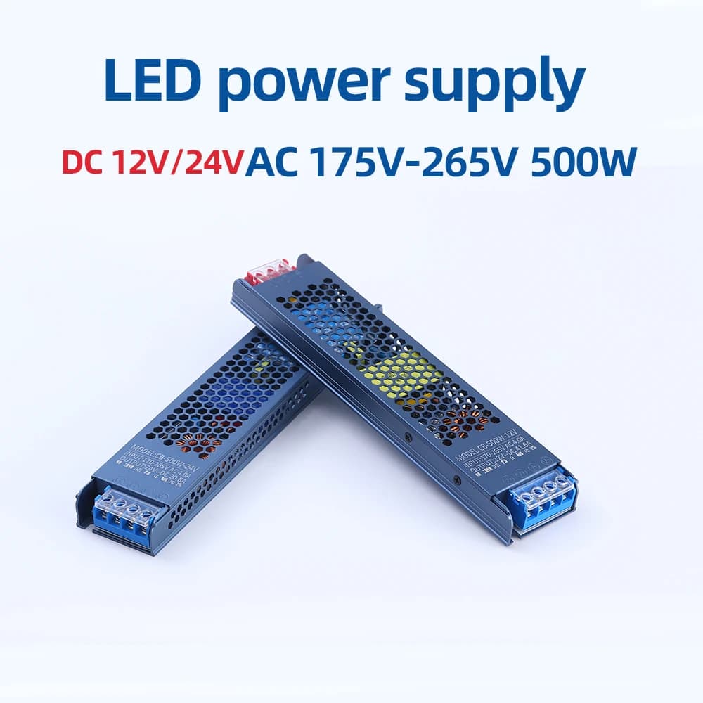 Driver LED AC 175V-265V Alimentatore LED 500W DC 12V 24V Trasformatore LED adatto per strisce luminose