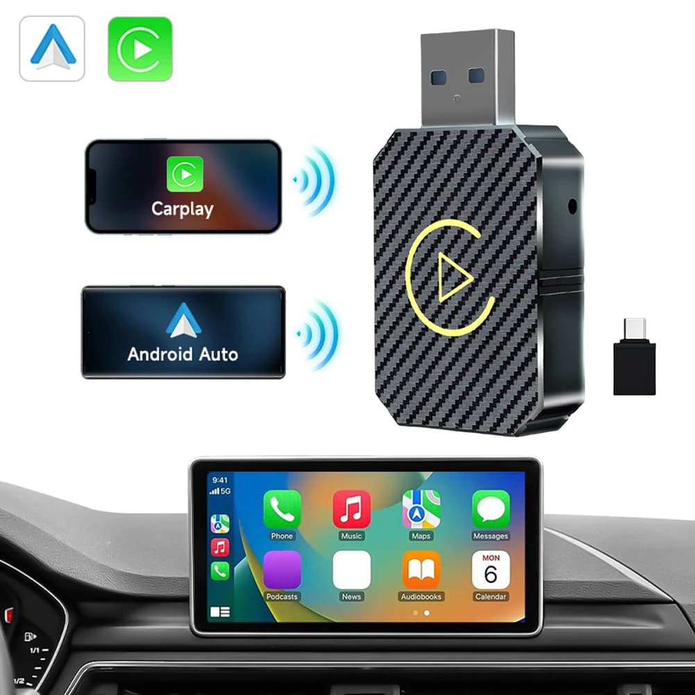 Adapter Wireless CarPlay Android Auto Plug&Play, Box AI Intelligent BT for Auto with CarPlay/Android Auto Converting OEM