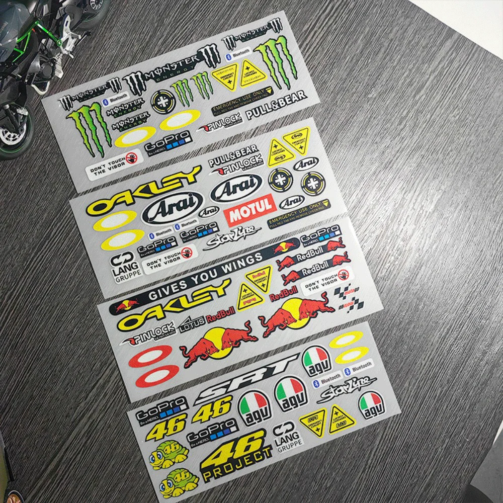 Reflective Racing Helmet Stickers Set Waterproof Decals for Motorcycle Dirt Bike ATV Sports DIY Decoration