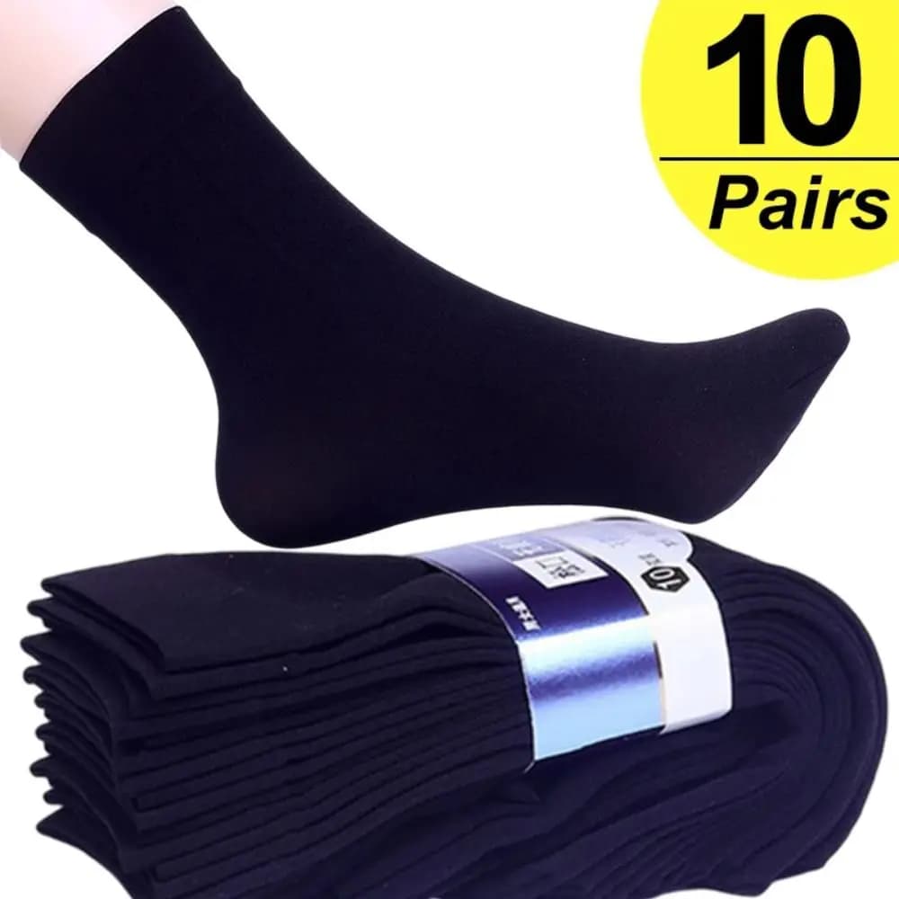 10pairs Casual Breathable Men Ice Silk Socks Soft Elastic Ultra-thin Socks Solid Business Socks