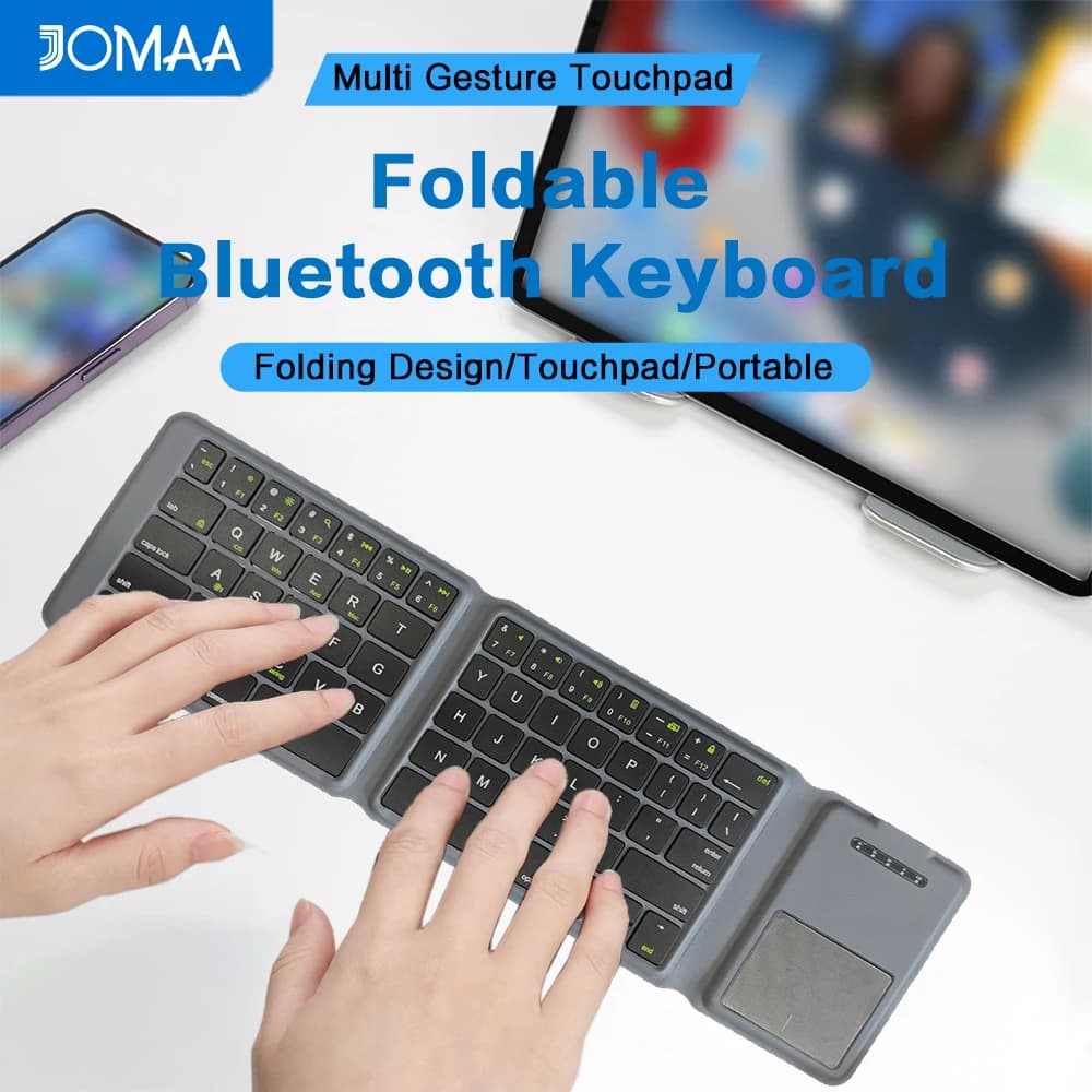 Tastiera Bluetooth pieghevole, tastiera wireless pieghevole con trackpad, tastiere da viaggio per PC portatile smartphone tablet iPad