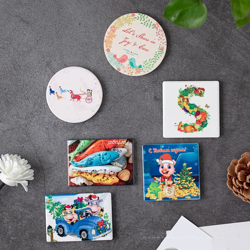 10pcs Sublimation Ceramic Refrigerator Magnet Blanks Personalized Fridge Decorative Craft DIY Christmas Party Gifts