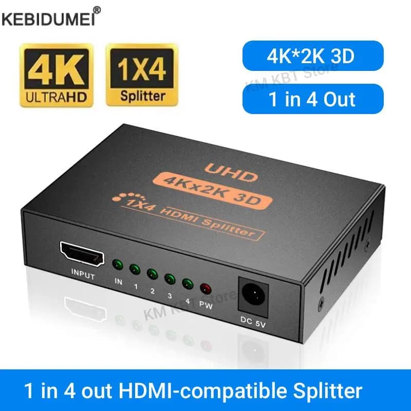 Splitter 1 in 4 out compatibile HDMI UHD 4K x 2K Splitter HDTV 3D Splitter video 1X4 Adattatore cavo HD per HDTV DVD PS3/4 Xbox
