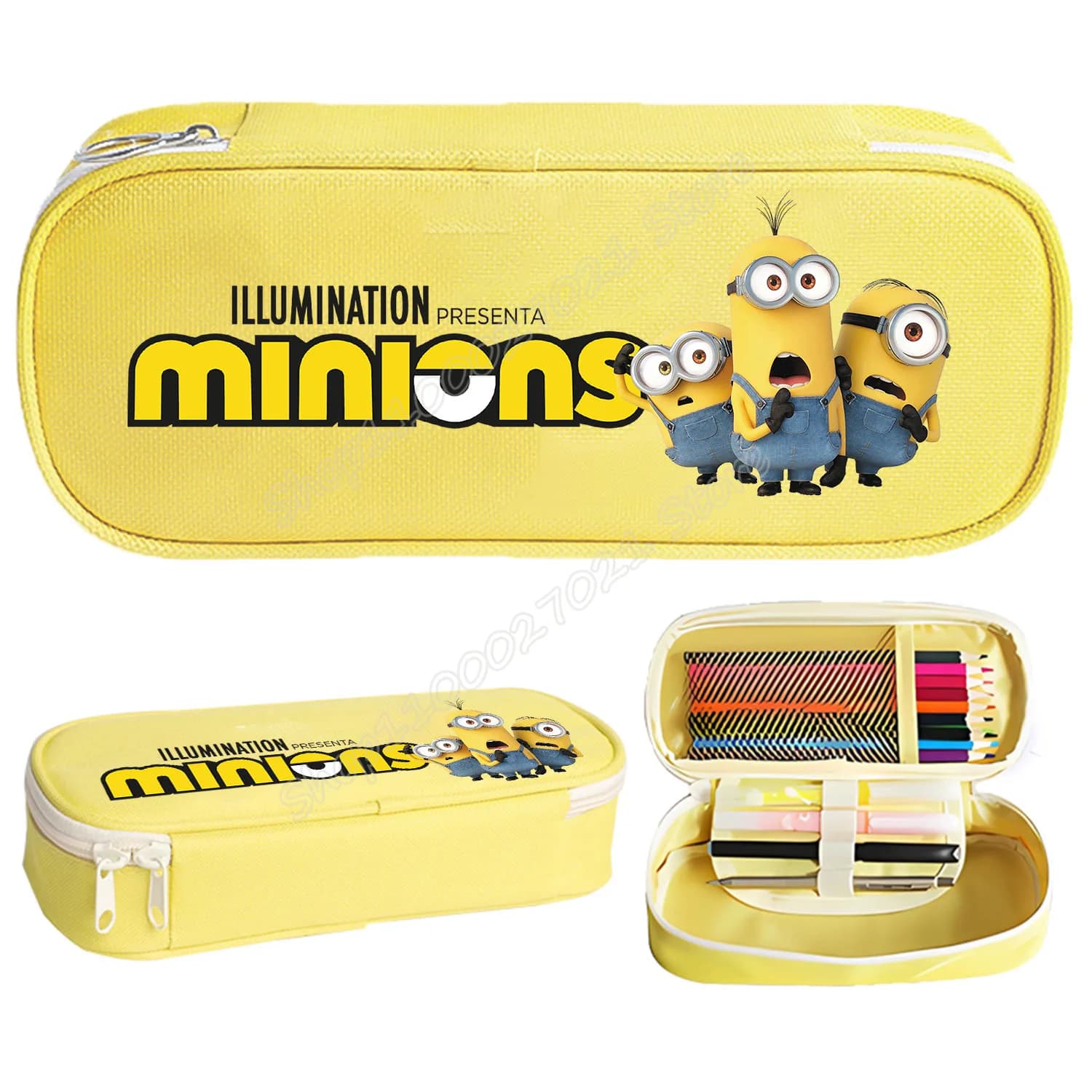Nuovo Astuccio Minions per Studenti, Borsa Portapenne Gialla con Cartoni Animati, Grande Astuccio per Cancelleria Scolastica e da Ufficio, Regalo per Bambini