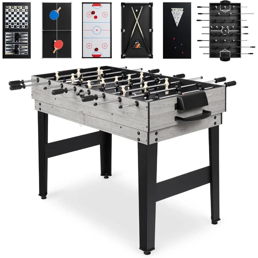 Set da tavolo da gioco combinato 10 in 1 da 2x4 piedi per sala giochi domestica Famiglia di amici con hockey Piscina da biliardino Shuffleboard Ping Pong Scacchi Che
