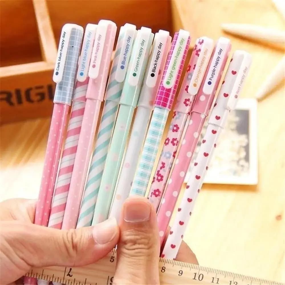 10 Pcs/Set penna colorata 0.38mm di gel fiore animale stellato dolce flora colorata penna di gel penne carine per la scuola stazionaria
