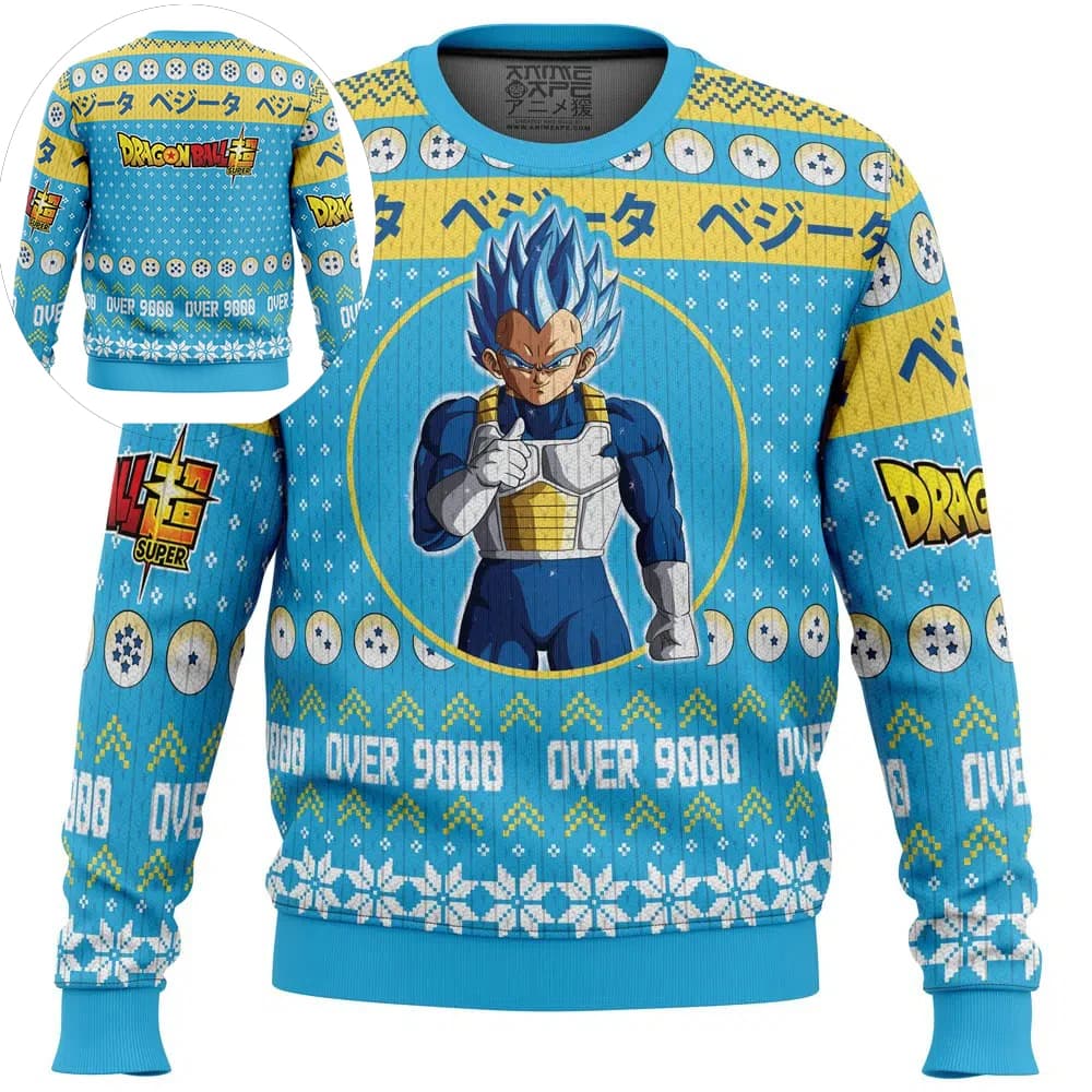 Felpa con Cappuccio Cosplay Dragon Ball Super Vegeta Blue Over 9000 Autunno Inverno 2026, Stampa 3D Retro Oversize Unisex per Bambini