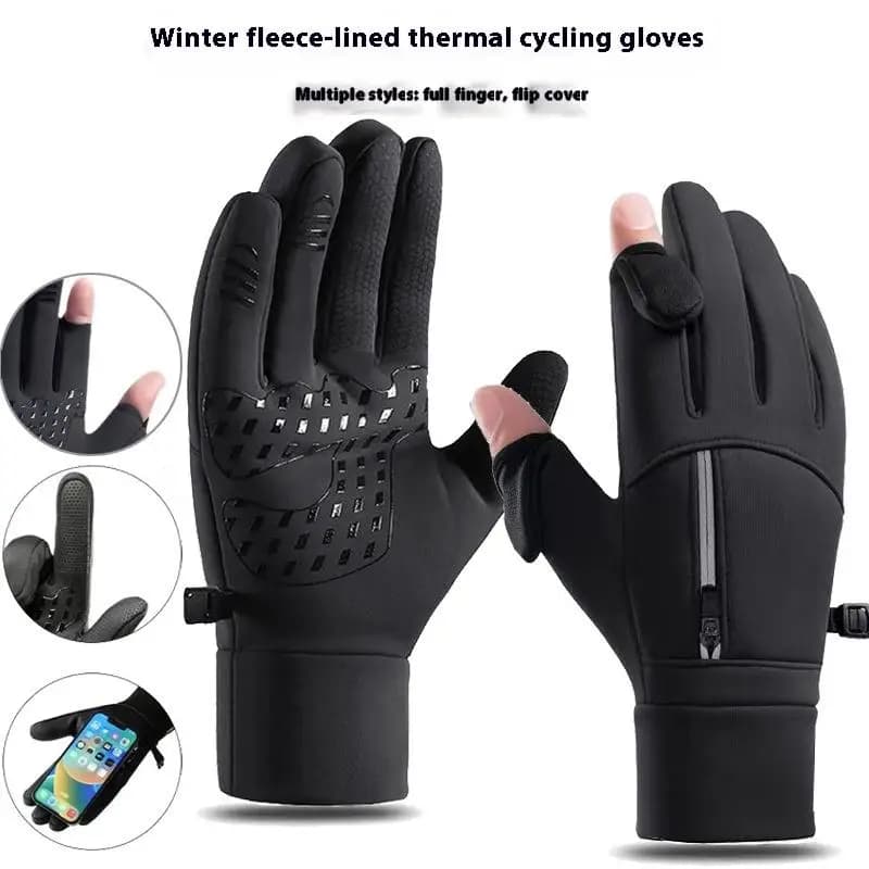 1 pair of women's winter gloves - waterproof thermal gloves for the cold season, for running, cycling, outdoor dishes