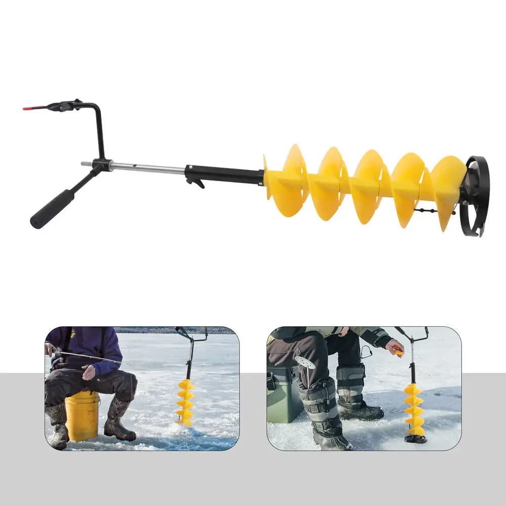 Punta da trapano da 8" con asta di prolunga da 14" Kit trapano elettrico per pesca sul ghiaccio regolabile per la pesca invernale