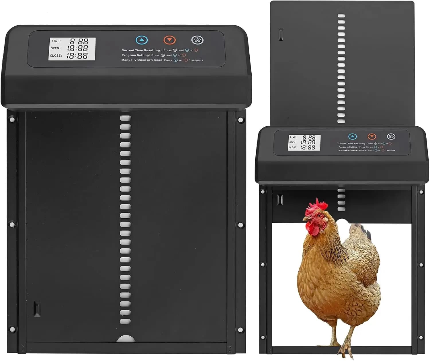 Porta Automatica per Pollaio, Porta Automatica per Polli con Timer, Protezione Anti-Pizzicamento e Sensore di Luce, Porta Automatica a Batteria