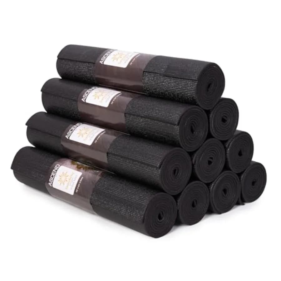 Confezione da 10 tappetini da yoga Deluxe Studio extra spessi da 6 mm, tappetino per esercizi extra lungo da 72 x 24 pollici, tappetino fitness antiscivolo e antistrappo, tappetini per yoga