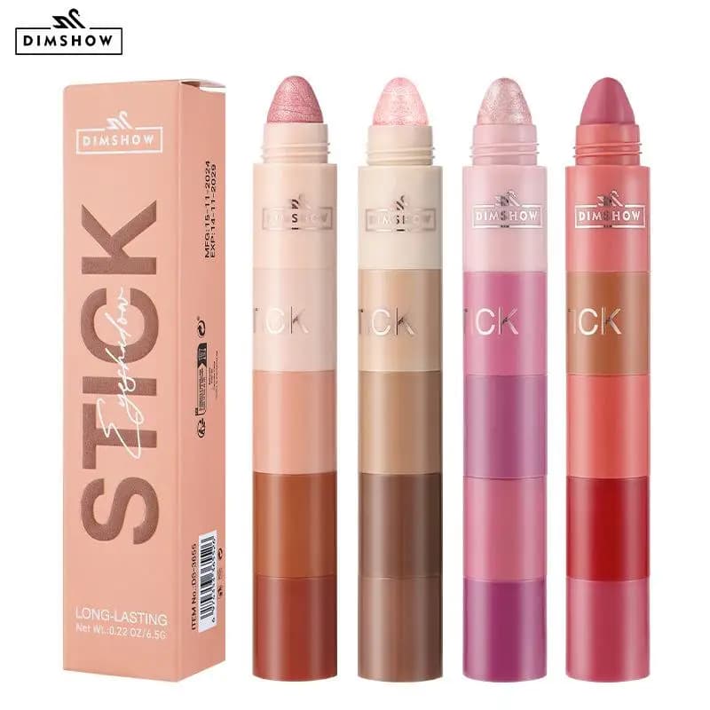 Shade kit 5 in 1 DIMSHOW, eye pencil velvet effect, matt pigment, shimmer, illuminating, combination of mini umbrellas in pen, cosmetics.