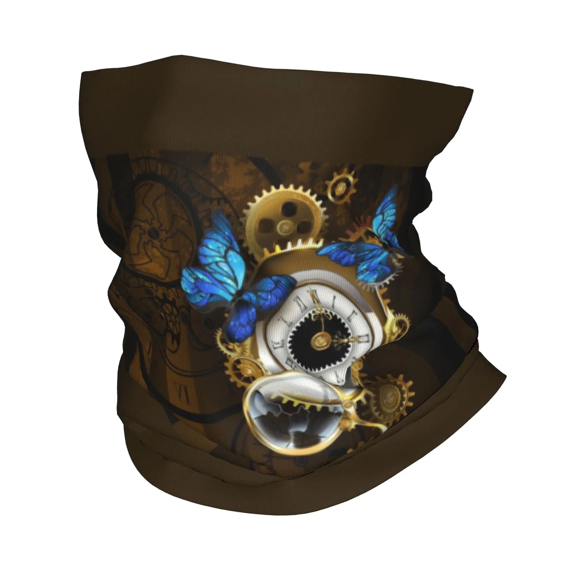 Silver watches Customised with Blue Butterfly Bandana, Viso Antique Scarf, Steampunk Style Mechanical for Men and Women