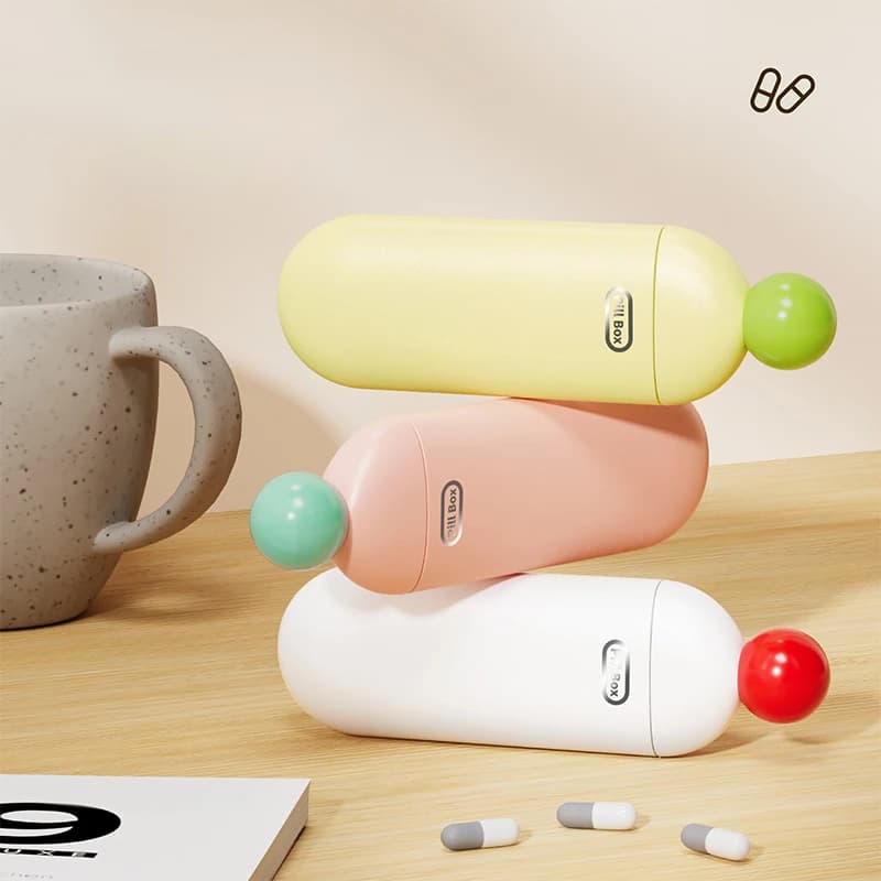 Portable three-wire travel medicine box, compact and durable container for tablets, vitamins and supplements