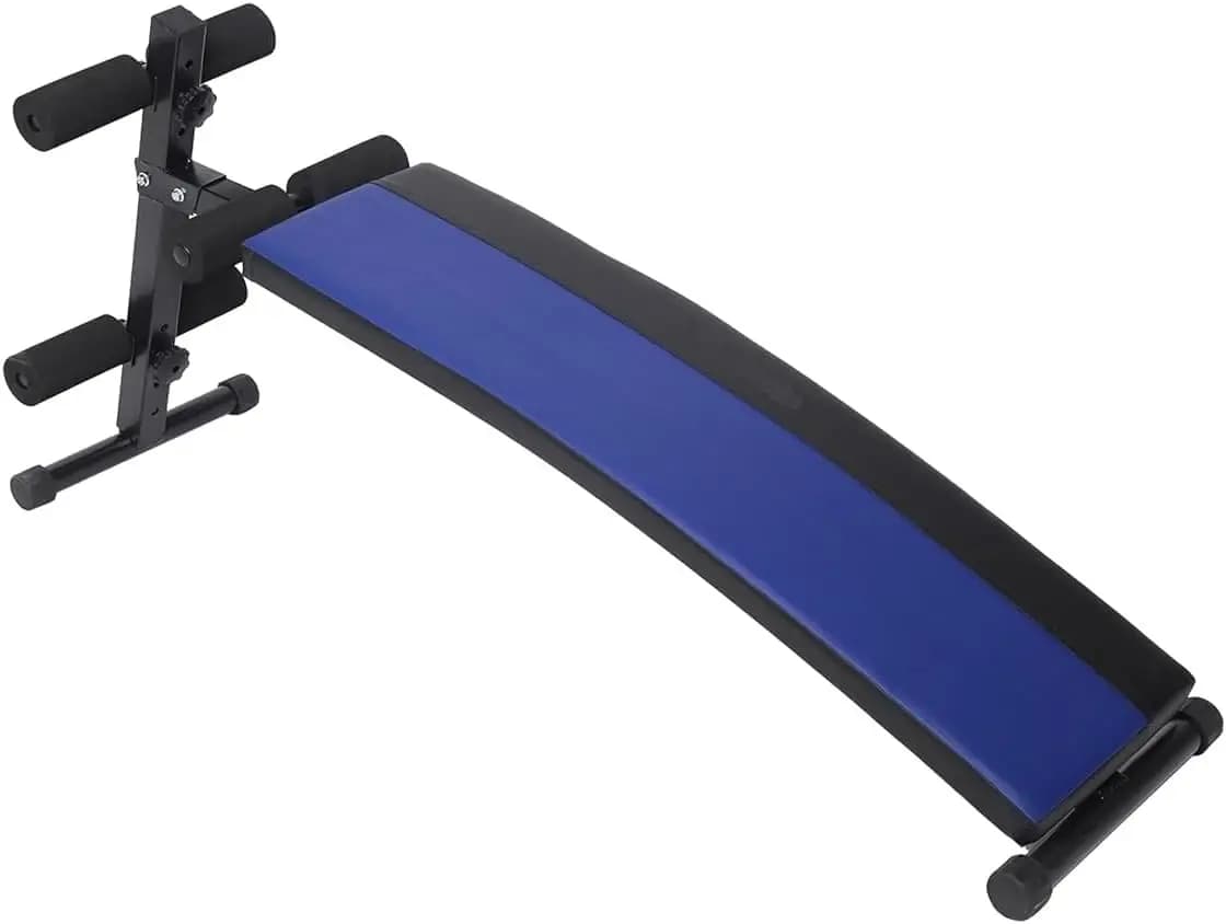 Abdominal AB Cruncher Adjustable Sit-Up Bench, Blue and Black Exercise Equipment, Home Gym Workout Station with Padded Roller, 1