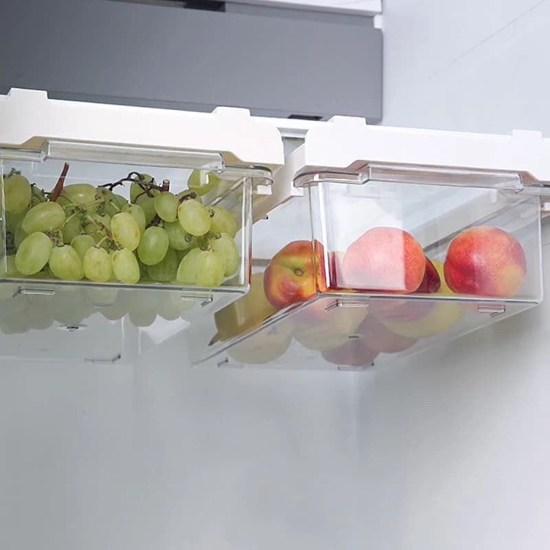 Cassetto per frigorifero sotto il ripiano, scatola portaoggetti da cucina, organizer per la conservazione di frutta e verdura, contenitore per uova trasparente