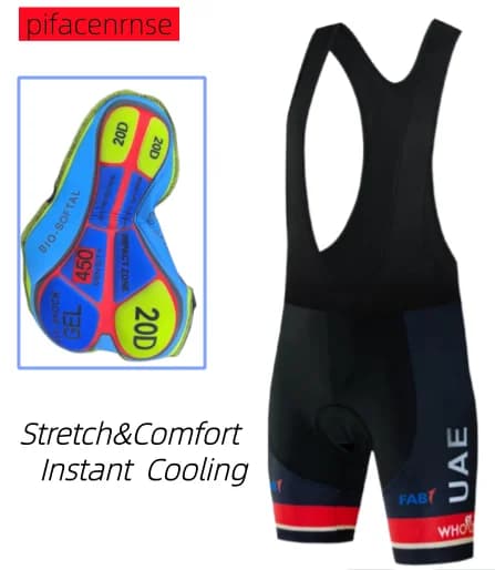 UAE Men Cycling Bib Shorts Pro Team Summer 7 Hours Double Arrow Seat Cushion Bicycle Bibs Short Pants Road Bike Shorts