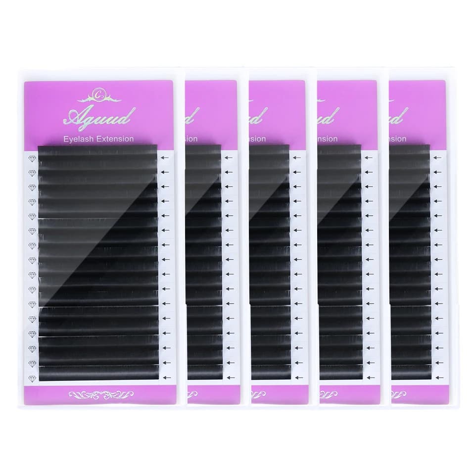 AGUUD 5 trays/lot NEW Super Matte Black Individual Eyelashes Extension Premium Faux Mink Natural Soft Mega Volume Classic Lashes