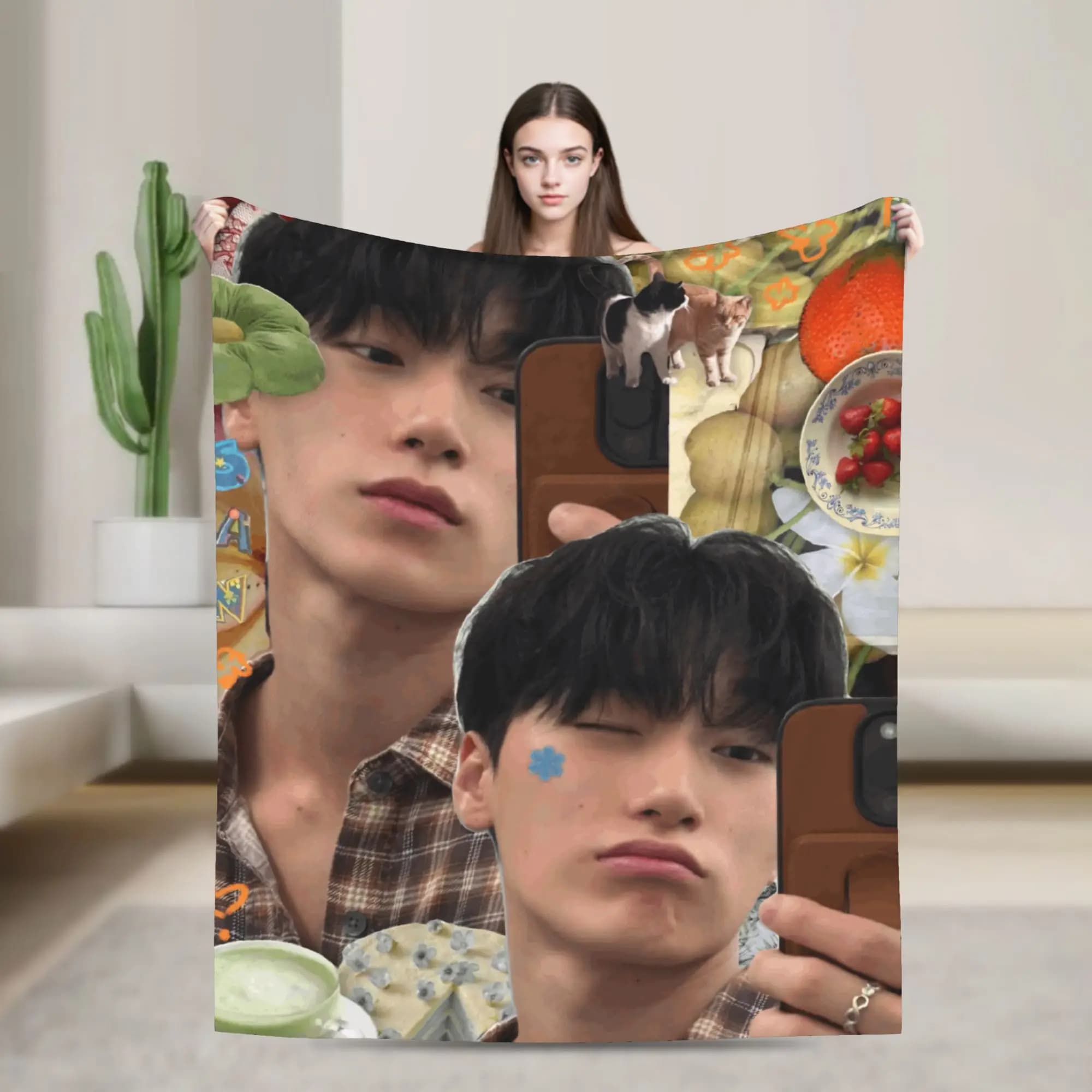 Super Soft Blankets Decorative Ateez Choi San Korean Singer Throw Blanket Flannel Bedspread For Outdoor Aesthetic Sofa Bed Cover